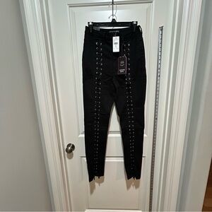 Fashion Nova women’s size 13 Black Lace-Up jeans. NWT.    Two pockets. Stretchy
